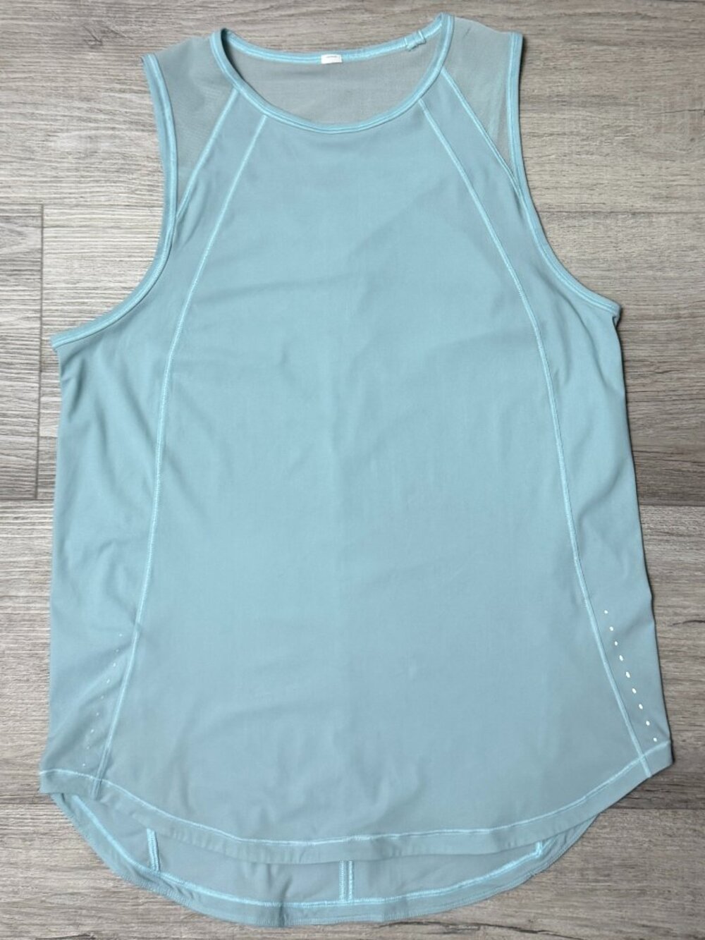 Lululemon Sculpt Tank Bright Lt Blue/ Aqua Mesh Open Back Run Top Womens Size 8